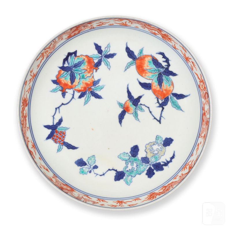 延宝時代 有田燒柿右衛門瓜果紋盤 | AN ARITA KAKIEMON STYLE 'AUSPICIOUS FRUITS' DISH - 图5